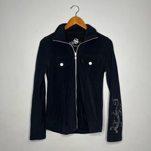 Vintage Sportalm Kitzbühel Black Soft Shell Embroidered Jacket T